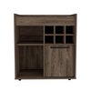 Tuhome Lyon Bar Cabinet, Six Cubbies, Cabinet With Divisions, Two Concealed Shelves, Dark Walnut BLC6705